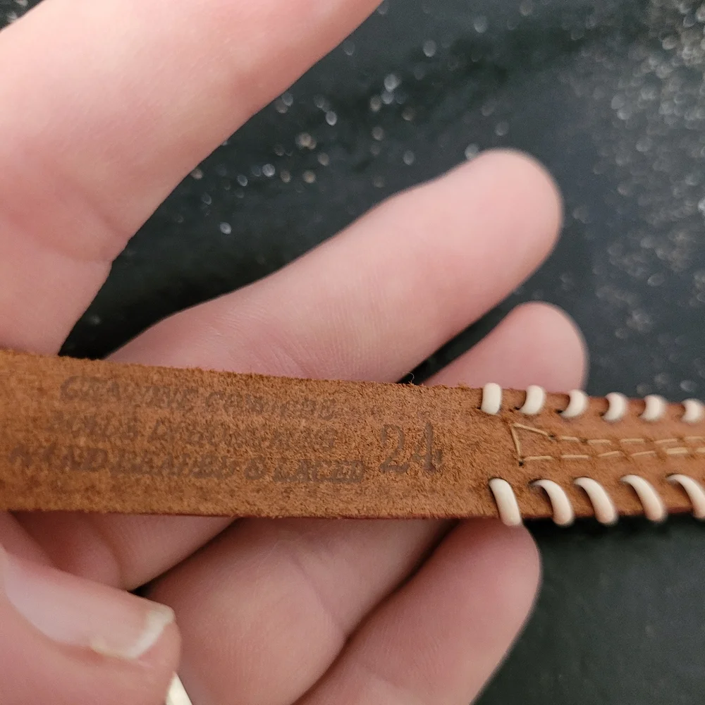 Vintage Brown Leather Beaded Women's Belt